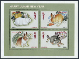 Uganda 1587 Ad,1588 Sheets,MNH. New Year 1999,Lunar New Year Of The Rabbit. - Ouganda (1962-...)