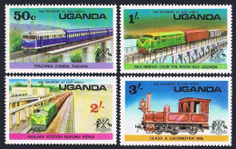 Uganda 155-158,158a,MNH.Michel 145-148,Bl.3. Railway Transport,1976.Bird,Animals - Uganda (1962-...)