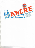 Menu Vierge Avec Pub Pour La Bière D' Alsace  " ANCRE " - Brasserie De L' Espérance STRASBOURG - SCHILTIGHEIM - Menú