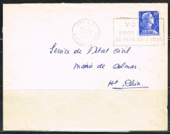 POL-L32  - FRANCE Flamme à Droite Sur Lettre De Pau 1958 "Votez Sinon L'avenir Se Fera Sans Vous" - Mechanical Postmarks (Advertisement)