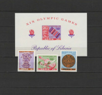 Liberia 1967 Olympic Games Mexico, Set Of 3 + S/s Imperf. MNH -scarce- - Zomer 1968: Mexico-City