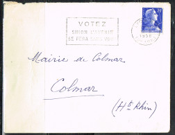 POL-L33 - FRANCE Flamme Sur Lettre De Lyon 1958 "Votez Sinon L'avenir Se Fera Sans Vous" - Mechanical Postmarks (Advertisement)