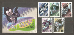 Space: Full Set Of 5 Mint Stamps + Block, Russia, 1993, Mi#301-305, Bl-4, MNH - Rusland En USSR