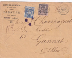 Vichy (03 Allier) Lettre Recommandée 1892 A Entête Chaudronnerie Baratier Rue Besse (photo D'époque En Illustration) - 1877-1920: Periodo Semi Moderno