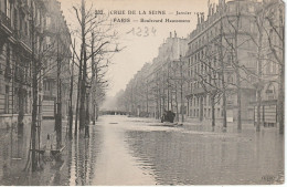 PARIS  DEPART   CRUE DE LA  SEINE  JANVIER  1910     BOULVARD  HAUSMAN - Alluvioni Del 1910