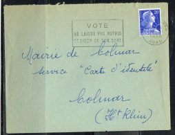 POL-L35 - FRANCE Flamme Sur Lettre De Tourcoing 1958 "Votez Ne Laisse Pas Autrui Décider De Ton Sort" - Mechanische Stempels (reclame)