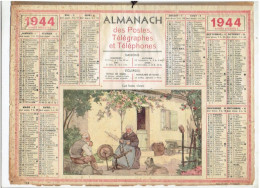 CALENDRIER OLLER 1944 ALMANACH DES POSTES TELEGRAPHES ET TELEPHONES - Tamaño Grande : 1941-60