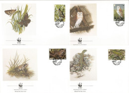 FDC Jersey/WWF Protected Butterfly 1989 Frog Green Lizard Barn Owl - FDC