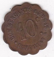 11 Aude . Ouveillan , Commerçants Réunis 10 Centimes, En Laiton - Monetary / Of Necessity