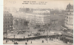 PARIS  DEPART   CRUE DE LA  SEINE 29 JANVIER  1910     GARE  DE  LYON - Überschwemmung 1910