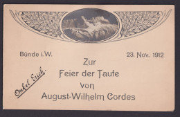 Jugendstil Bünde Westfalen Speisekarte Menukarte August Wilhelm Cordes - Brieven En Documenten