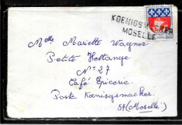 P228 - BLASON PARIS SUR PETITE LETTRE DE PLOMBIERES OBLITEREE A L'ARRIVEE MARQUE LINEAIRE KOENIGSMACKER MOSELLE - 1961-....