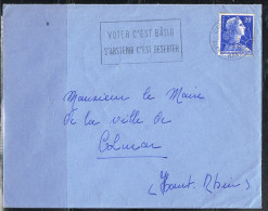 POL-L37 - FRANCE Flamme Sur Lettre De Cannes 1958 "Votez C'est Bâtir S'abstenir C'est Déserter" - Sellados Mecánicos (Publicitario)