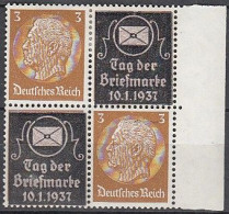 DR  513, 4erBlock, Privater Aufdruck, Ungebraucht *, Tag Der Briefmarke, 1937 - Se-Tenant