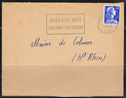 POL-L39 - FRANCE Flamme Sur Lettre De Toulon 1958 "Votez C'est Bâtir S'abstenir C'est Déserter" - Oblitérations Mécaniques (flammes)