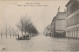 PARIS    CRUE DE LA  SEINE 29 JANVIER  1910   QUAI  DE LA  RAPEE  VU DU PONT DE  BERCY - Überschwemmung 1910