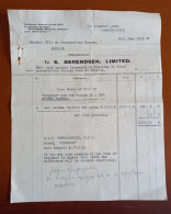 Lot #1   S BERENDSEN , LIMITED 1939 Factura , Invoice  Document - LONDON UNITED KINGDOM - Other & Unclassified