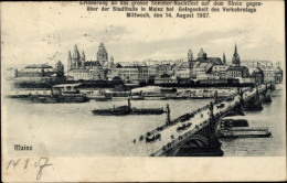 CPA Mainz Am Rhein, Sadthalle, Verkehrstag 1907, Sommer-Nachtfest Auf Dem Rhein, Brücke, Schiffe - Other & Unclassified