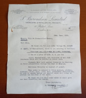 Lot #1   S BERENDSEN , LIMITED 1939 Factura , Invoice - LONDON UNITED KINGDOM - Autres & Non Classés