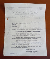 Lot #1   S BERENDSEN , LIMITED 1939 Factura , Invoice  Document - LONDON UNITED KINGDOM - Autres & Non Classés