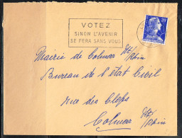 POL-L42 - FRANCE Flamme Sur Lettre De Lyon 1958 "Votez Sinon L'avenir Se Fera Sans Vous" - Mechanical Postmarks (Advertisement)