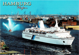 Postkarte Hansestadt HAMBURG - Mit Fährschiff HAMBURG (Scandinavian Seaways) - Piroscafi