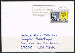 POL-L43 - FRANCE Flamme Sur Lettre De Montpellier 1995 "Votez Un Droit Un Devoir Centre D'information Citoyen" - Mechanical Postmarks (Advertisement)