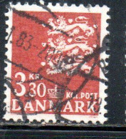 DANEMARK DANMARK DENMARK DANIMARCA 1972 1981 SMALL STATE SEAL 3.30k USED USATO OBLITERE' - Used Stamps
