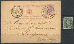 EP Au Type 5ctm Mauve Obl Double Cercle "Bruxelles (Luxembourg)" Grand Format + N°30 Isolé - Postcards 1871-1909