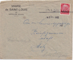 37166# HINDENBURG LOTHRINGEN LETTRE MAIRIE DE ST LOUIS Obl ARZWEILER 7 DEZ 1940 MOSELLE ARZVILLER Pour METZ - Lettres & Documents