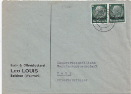 37167# HINDENBURG LOTHRINGEN LETTRE Obl BOLCHEN WESTMARK A Décembre 1941 BOULAY MOSELLE Pour METZ - Covers & Documents