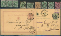émission 1869 - Petite Sélection Oblitération DC "Bruges" Soit 7 Timbres Et Deux Entiers Postaux. - 1869-1883 Leopoldo II