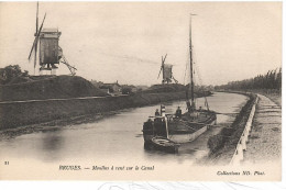 PENICHE        BRUGES   MOULIN  A VENT SUR LE CANAL - Houseboats