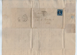 TB 4814 - 1869 - LAC - Lettre De M. FAURE ( Photographe ? ) à LILLE Pour M. GAIGNAISON à PARIS - 1849-1876: Klassik