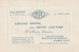 Grand Hotel Du Petit Louvre  Paris 15 Eme - Cartes De Visite