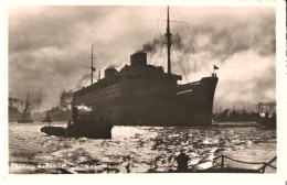 Hamburg - Ausreise Des Schnelldampfers EUROPA - In Dämmerung (30er Jahre) - Dampfer