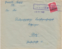 37177# HINDENBURG LOTHRINGEN LETTRE KUNTZIG Obl KATTENHOFEN 15 Octobre 1940 CATTENOM MOSELLE METZ - Brieven En Documenten