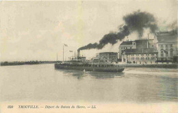 14 - Trouville - Départ Du Bateau Du Havre - Animée - Bateaux - CPA - Oblitération Ronde De 1918 - Voir Scans Recto-Vers - Trouville