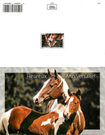 Format Spécial - 170 X 110 Mms Repliée - Animaux - Chevaux - Pouliche Et Son Poulain - Carte Anniversaire - Frais Spécif - Horses