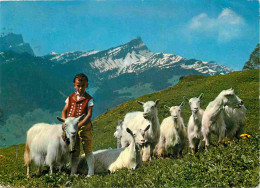 Animaux - Chèvres - Suisse - Sur L'Alpe - Auf Der Alp - Enfants - CPM - Voir Scans Recto-Verso - Autres & Non Classés