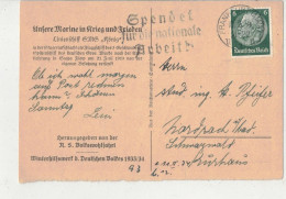 Bildpostkarte Ganzsache Postkarte WHW DR 1933 / 1934 Unsere Marine - Linienschiff SMS " König " - O - Sonstige & Ohne Zuordnung