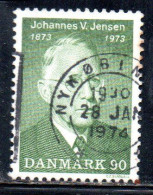 DANEMARK DANMARK DENMARK DANIMARCA 1973 JOHANNES VIHELM JENSEN 90o USED USATO OBLITERE' - Used Stamps