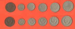 Russia CCCP 5 + 10 + 15 + 20 + 50 Kopeks + 1 Rouble 1961 E 1966  Russie  Bronze E Nickel Coins - Russie