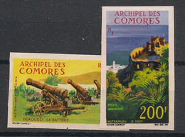 COMORES - 1967 - Poste Aérienne PA N°YT. 18 à 19 - Canons / Fort - Non Dentelé / Imperf. Neuf Luxe ** / MNH / Postfrisch - Poste Aérienne