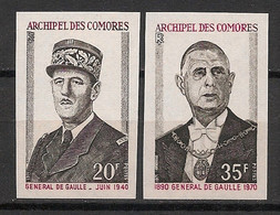 COMORES - 1971 - N°YT. 77 à 78 - De Gaulle - Non Dentelé / Imperf. - Neuf Luxe ** / MNH / Postfrisch - Unused Stamps