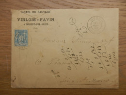 ENVELOPPE HOTEL DU SAUVAGE VIRLOIS-FAVIN NOGENT-SUR-SEINE 1897 - 1877-1920: Semi-Moderne