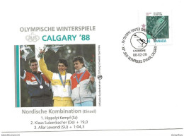 213 - 12 - Enveloppe  "combiné Nordique" Oblit Spéciale - Invierno 1988: Calgary
