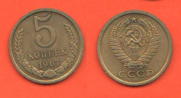 Russia CCCP 5 Kopeks 1967  Russie  Bronze Coins K 129 Rare Date - Russland
