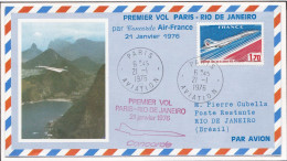 PA 49 SUR LETTRE "PREMIER VOL/ PARIS RIO DE JANEIRO/21.1.76/CONCORDE" DE PARIS AVIATION POUR LE BRESIL - 1960-.... Cartas & Documentos