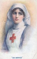 Red Cross Nurse On WW1 Military Service Old War Postcard - Croix-Rouge